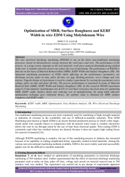Optimization of MRR, Surface Roughness and KERF Width in wire