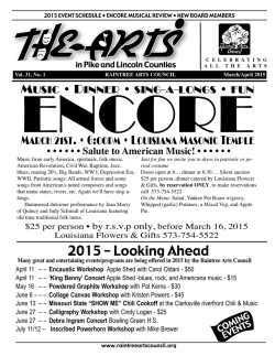 2015 &acirc; Looking Ahead - Raintree Arts Council