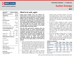 Suzlon Energy (Initiating Coverage) : Wind in its