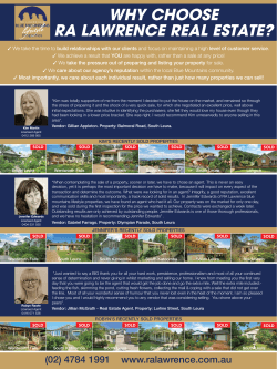 WHY CHOOSE RA LAWRENCE REAL ESTATE?
