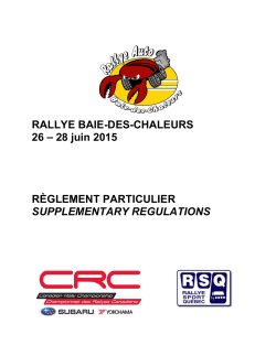 RÃ¨glement particulier - Rallye Automobile Baie des Chaleurs