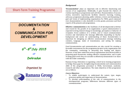 Short-Term Training: Documentation & Communication for Development