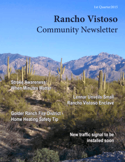 1st Quarter Newsletter - Rancho Vistoso Community Association