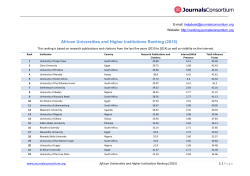 African Universities and Higher Institutions Ranking (2015)