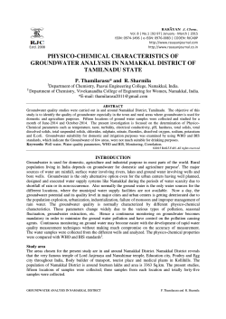 physico-chemical characteristics of groundwater analysis in