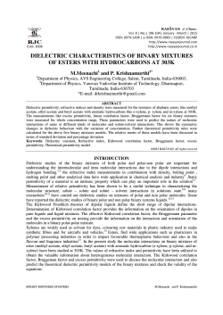 dielectric characteristics of binary mixtures of esters with