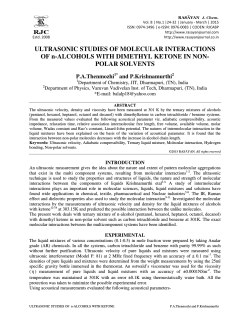 ULTRASONIC STUDIES OF MOLECULAR INTERACTIONS OF n