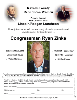 Congressman Ryan Zinke - Ravalli County Republicans
