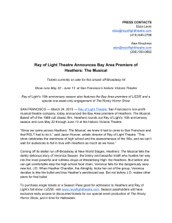 Ray of Light Theatre Announces Bay Area Premiere of Heathers