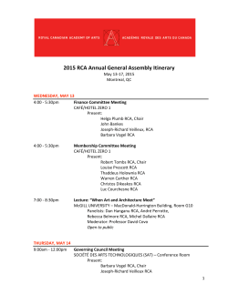 2015 RCA Annual General Assembly Itinerary