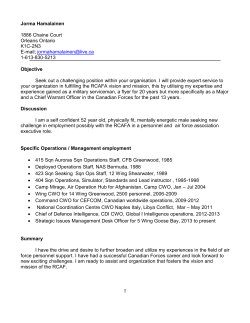 Resume 10 Sept 14 - Air Force Association of Canada