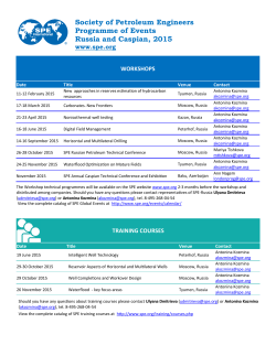 Society of Petroleum Engineers Programme of Events Russia and