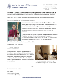 Former Vancouver Archbishop Raymond Roussin dies at 75