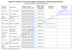 Register of members of The Royal College of Chiropractors` Animal