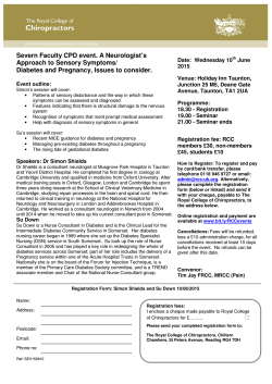 Severn Faculty CPD event. A Neurologist`s Approach to Sensory
