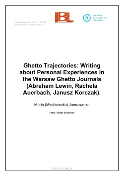 Ghetto Trajectories: Writing about Personal Experiences in the