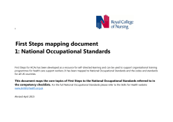 National Occupational Standards - First Steps for Health Care