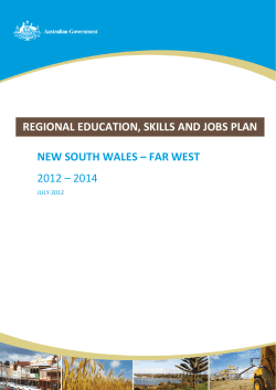 Regional Education Skills and Jobs Plan Far West NSW 2012-2014