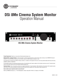 DSi 8Mn Cinema System Monitor Operation Manual
