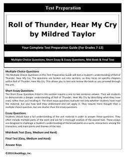 Roll of Thunder, Hear My Cry - Test Preparation