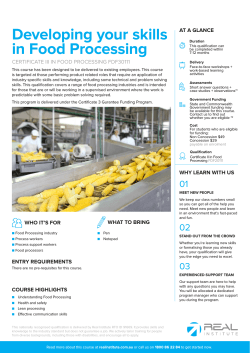 Developing your skills in Food Processing