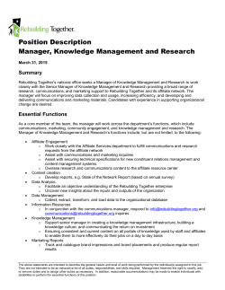 Position Description Manager, Knowledge Management and