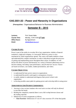 1243.3551.02 â Power and Hierarchy in Organizations Semester B