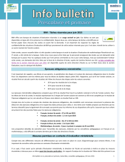 Info bulletin no 6 - 20 mars 2015 - RÃ©cit CS Trois-Lacs