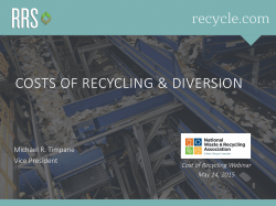 COSTS OF RECYCLING & DIVERSION