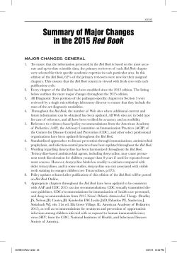 Summary of Major Changes in the 2015 Red Book