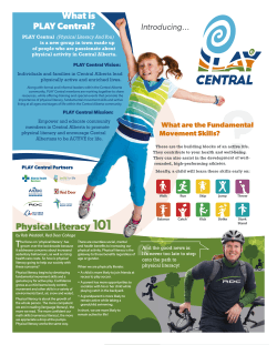 Physical Literacy 101 What is PLAY Central?