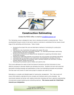 RDCA Gold Seal Construction Estimating Course - April 23