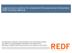 REDF Legal Structures for Workforce Development Social