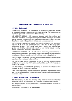 EQUALITY AND DIVERSITY POLICY 2011