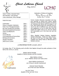 May 2015 Newsletter  - Reese Christ Lutheran Church