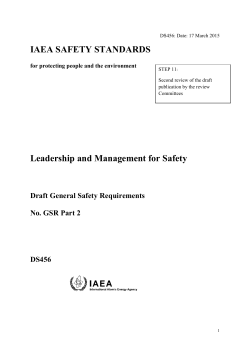 IAEA SAFETY STANDARDS Leadership and Management for Safety