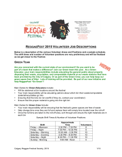 2015 ReggaeFest Volunteer Job Descriptions V3 2015-05-11