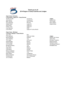 Thank you to all 2014 Region 5 Camp Coaches and Judges