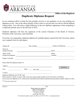 Duplicate Diploma Request - Office of the Registrar