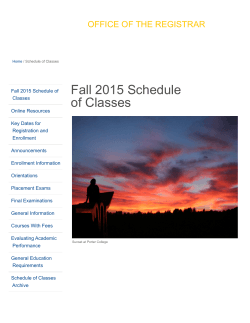 Fall 2015 Schedule of Classes - Office of the Registrar