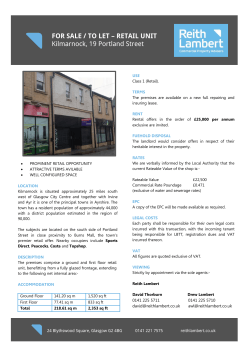 FOR SALE / TO LET â RETAIL UNIT Kilmarnock, 19