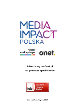 Advertising on Onet.pl Ad products specification
