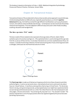 Chapter 16 Transactional Analysis P Parent A Adult C Child