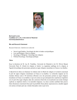 Bertrand Lavoie Candidat au L.L.D., UniversitÃ© de MontrÃ©al b.lavoie