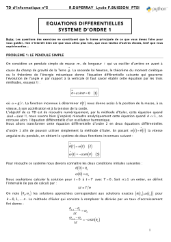 EQUATIONS DIFFERENTIELLES SYSTEME D`ORDRE 1