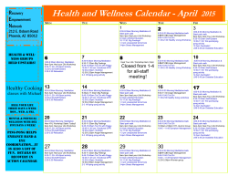 Health and Wellness Calendar - April 2015