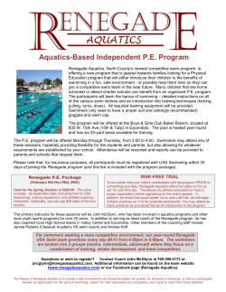 PE program flyer - Renegade Aquatics