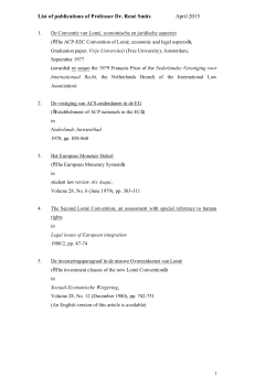 List of publications of Professor Dr. RenÃ© Smits April 2015