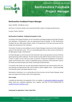 Renfrewshire Foodbank Project Manager