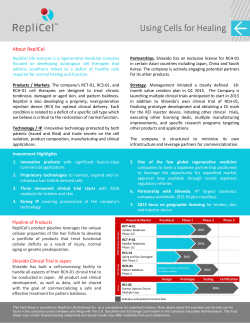 RepliCel Fact Sheet April 29-15